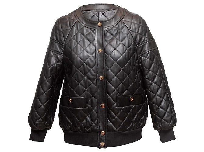 Autre Marque Chaqueta Bomber de Cuero Acolchado Black Madonna & Co Talla US S Negro - vista 2