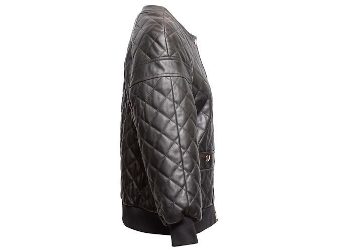 Autre Marque Chaqueta Bomber de Cuero Acolchado Black Madonna & Co Talla US S Negro - vista 3