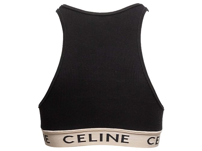 Céline Celine Cropped Bra Top Schwarz & Weiß Größe US S - Ansicht 3
