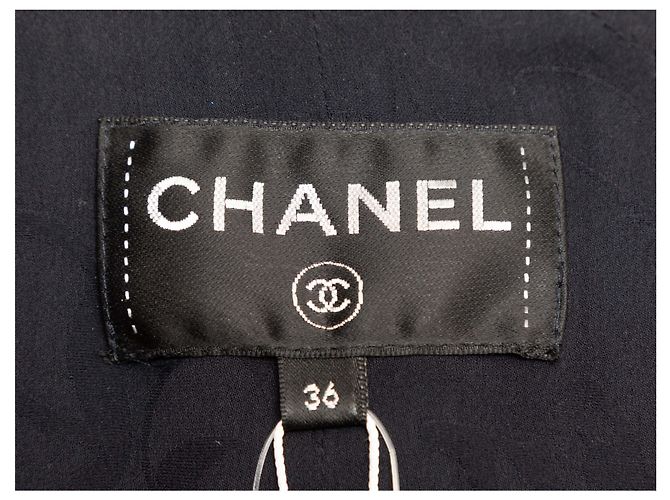 Designers Remix Navy Chanel Silk Ruffle-Trimmed Zip Coat Size FR 36 - view 5