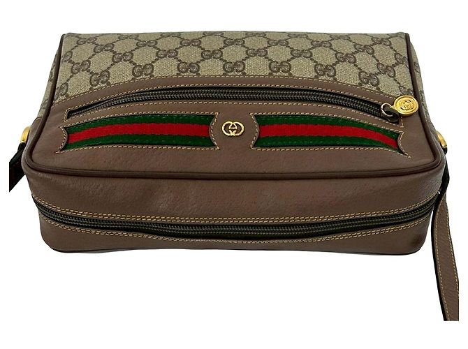 Borsa a tracolla Gucci GG Supreme Web marrone - vista 9
