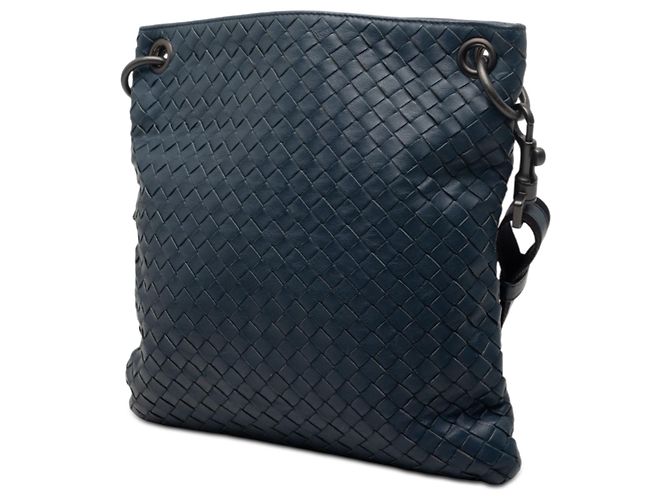 Borsa a tracolla Bottega Veneta Intrecciato in Nappa blu - vista 2