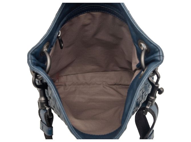 Borsa a tracolla Bottega Veneta Intrecciato in Nappa blu - vista 4