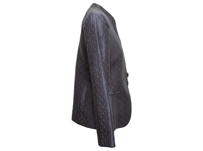 Blazer monobottone in jacquard Giorgio Armani blu navy Taglia IT 46 - vista 2
