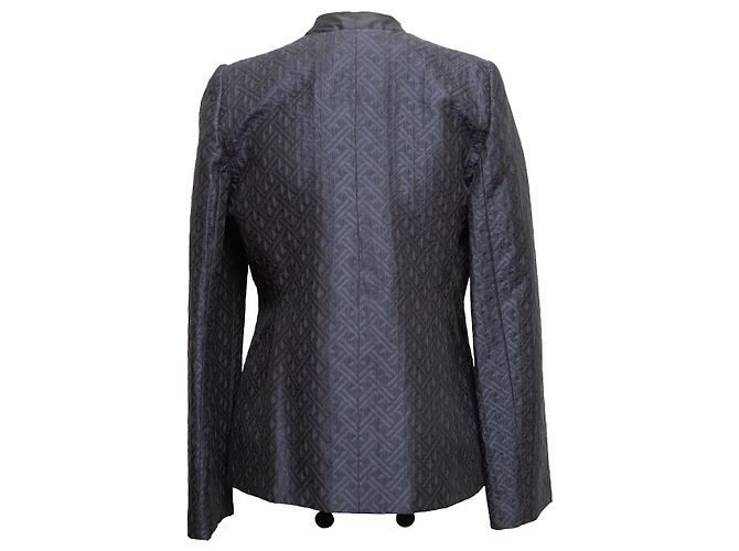 Blazer monobottone in jacquard Giorgio Armani blu navy Taglia IT 46 - vista 3