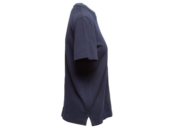 Hermès Hermes Kurzarm-T-Shirt mit Tasche, dunkelblau, Größe US S - Ansicht 3