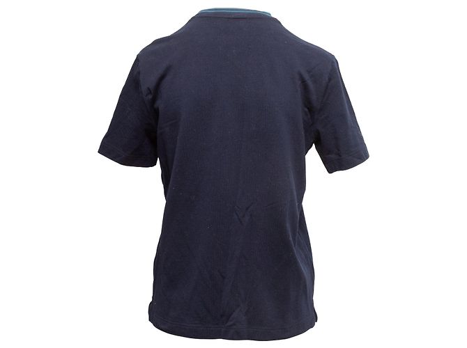 Hermès Hermes Kurzarm-T-Shirt mit Tasche, dunkelblau, Größe US S - Ansicht 4