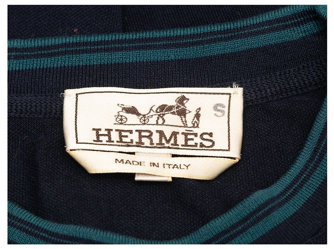 Hermès Hermes Kurzarm-T-Shirt mit Tasche, dunkelblau, Größe US S - Ansicht 5