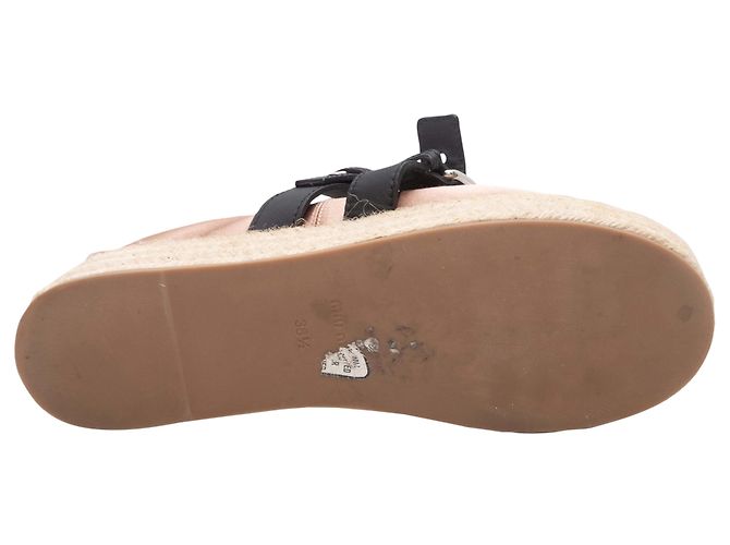 Miu Miu Plateau Mary Jane Espadrilles Hellrosa & Schwarz Größe 38.5 Pink - Ansicht 5