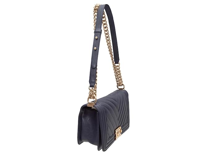 Borsa Chanel Medium Boy Bag Navy Blu - vista 2