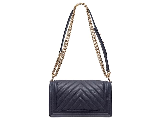 Borsa Chanel Medium Boy Bag Navy Blu - vista 3