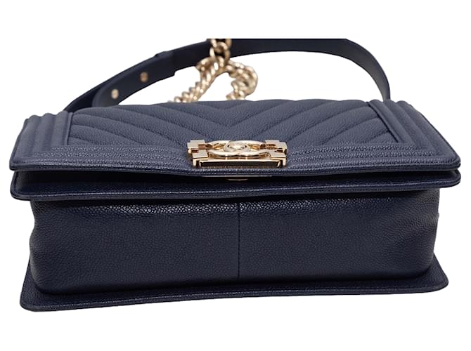 Borsa Chanel Medium Boy Bag Navy Blu - vista 4