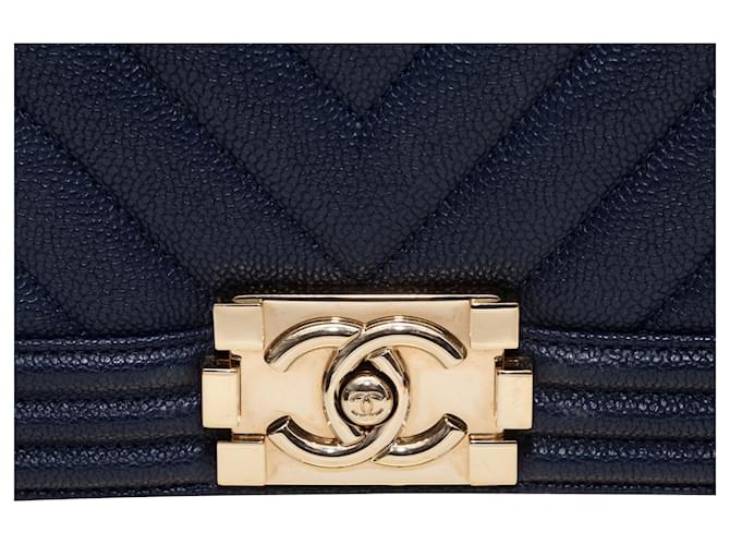 Borsa Chanel Medium Boy Bag Navy Blu - vista 5