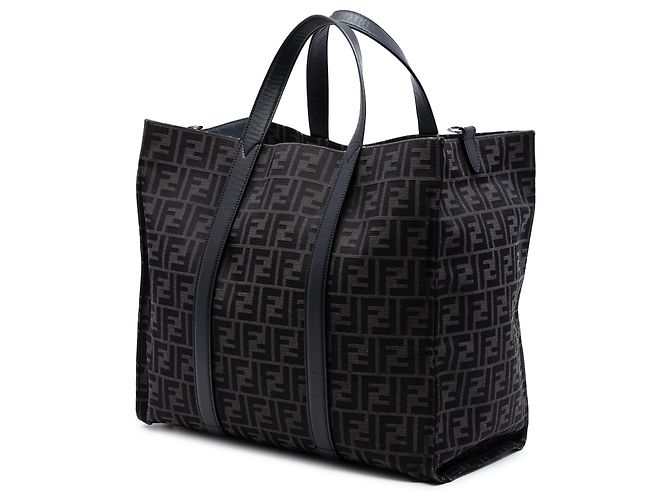 Fendi Large Zucca Jacquard Shopper Tote Satchel Schwarz - vista 2