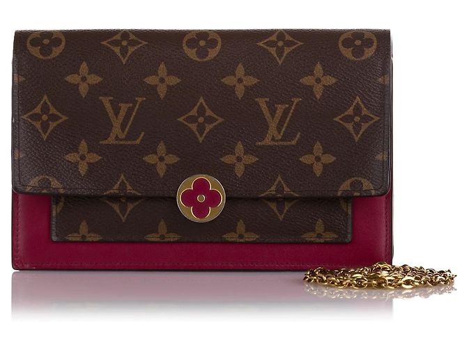 Borsa a tracolla Louis Vuitton Monogram Flore Wallet On Chain Marrone - vista 15