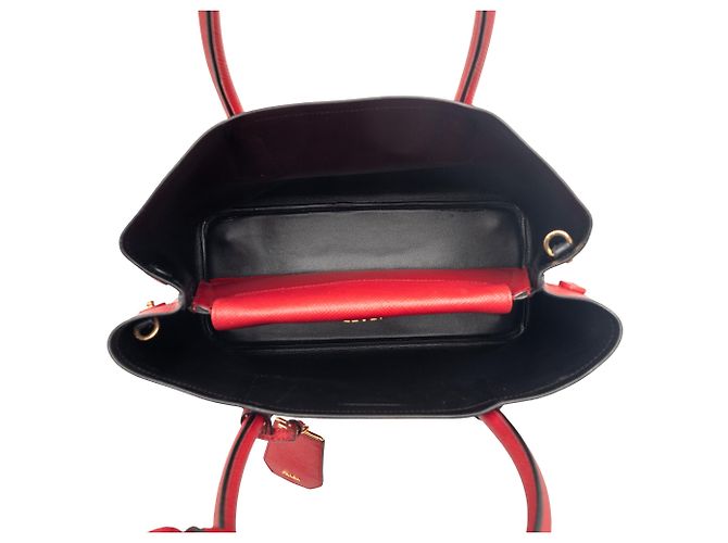 Prada Medium Saffiano Cuir Double Satchel Rot - Ansicht 4