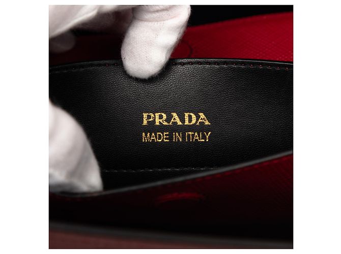 Prada Medium Saffiano Cuir Double Satchel Rot - Ansicht 5
