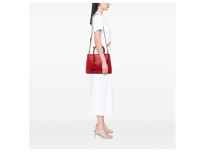 Prada Medium Saffiano Cuir Double Satchel Rot - Ansicht 6