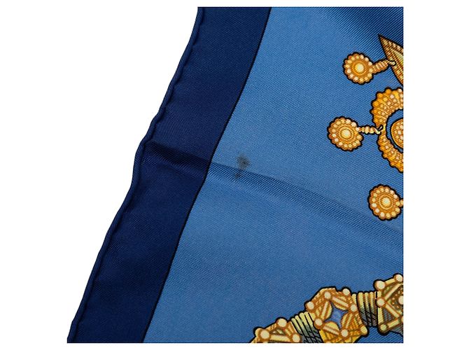 Foulard in seta Hermès Kosmima Blu 90 - vista 7