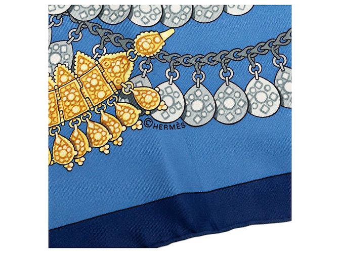 Foulard in seta Hermès Kosmima Blu 90 - vista 8
