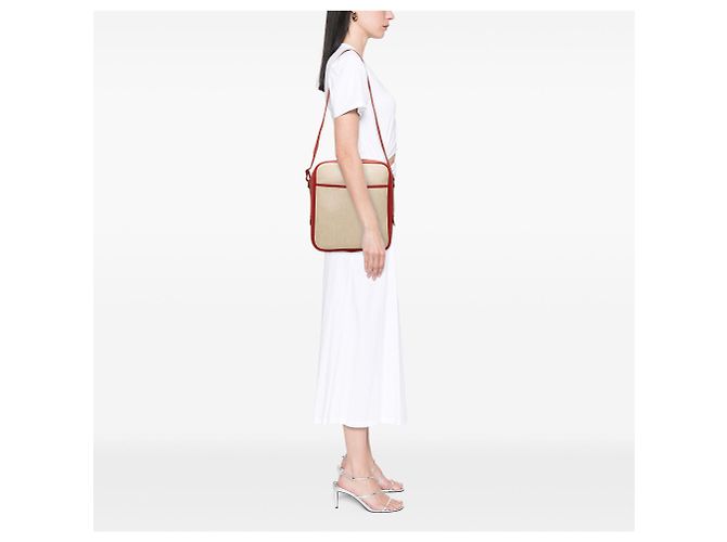 Borsa Messenger Victoria Hermès in Toile e Clemence Marrone - vista 6