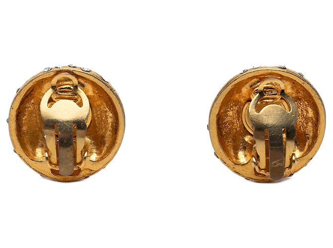 Orecchini a clip Chanel placcati oro con logo strass D'oro - vista 2