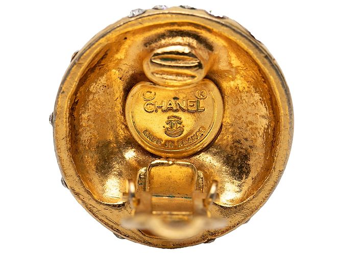 Orecchini a clip Chanel placcati oro con logo strass D'oro - vista 3
