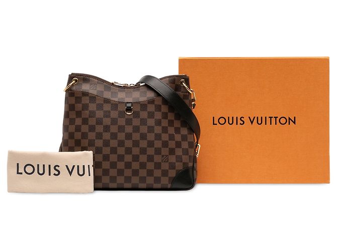 Borsa a tracolla Louis Vuitton Damier Ebene Odeon MM Marrone - vista 12