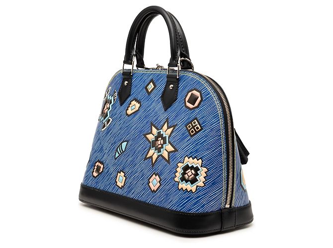 Borsa Satchel Alma PM Louis Vuitton Epi Denim Aztec Blu - vista 2