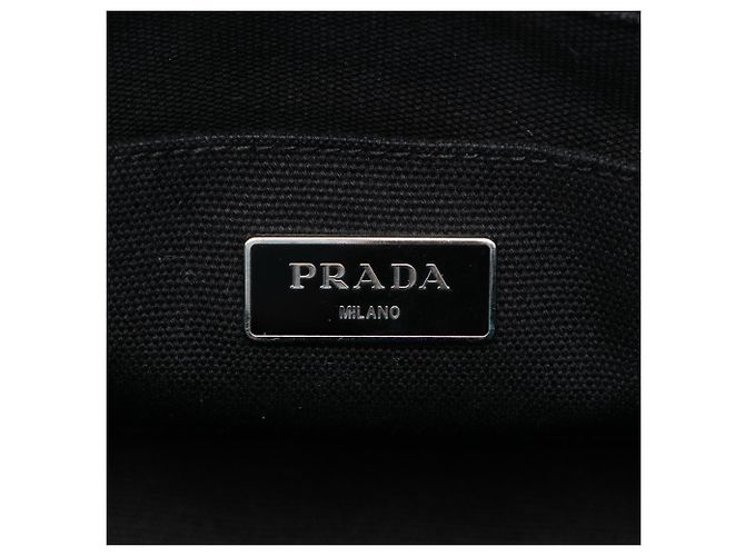 Tote Borsa Satchel Prada in tela Canvas Canapa blu con logo camouflage - vista 5