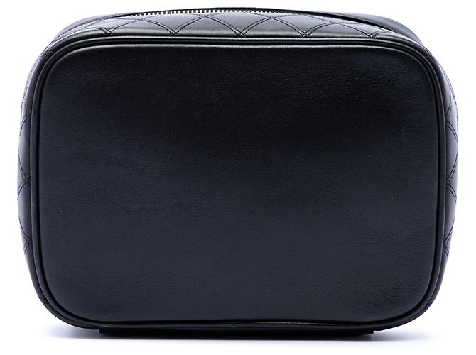 Vanity Necessaire Chanel CC em pele de cordeiro acolchoada preta Preto - vista 3