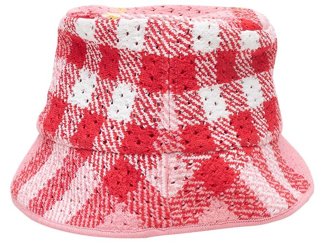 Cappello Bucket in maglia Burberry Nova Check Rosa e Multicolor Dimensione US M - vista 2