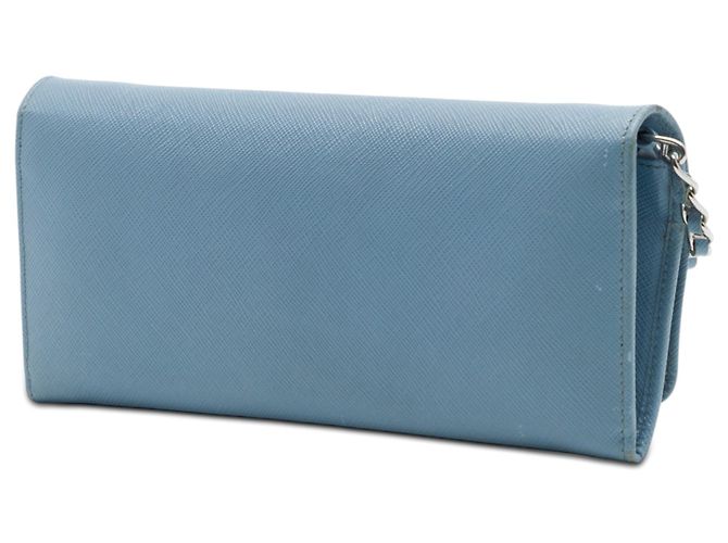 Borsa a tracolla Prada Saffiano Blue con portafoglio e catena - vista 2
