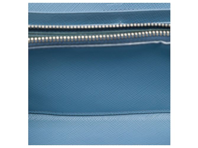 Borsa a tracolla Prada Saffiano Blue con portafoglio e catena - vista 4