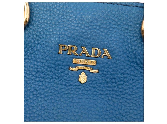 Borsa Tote Satchel Aperta Convertibile Prada Vitello Daino Blu - vista 5
