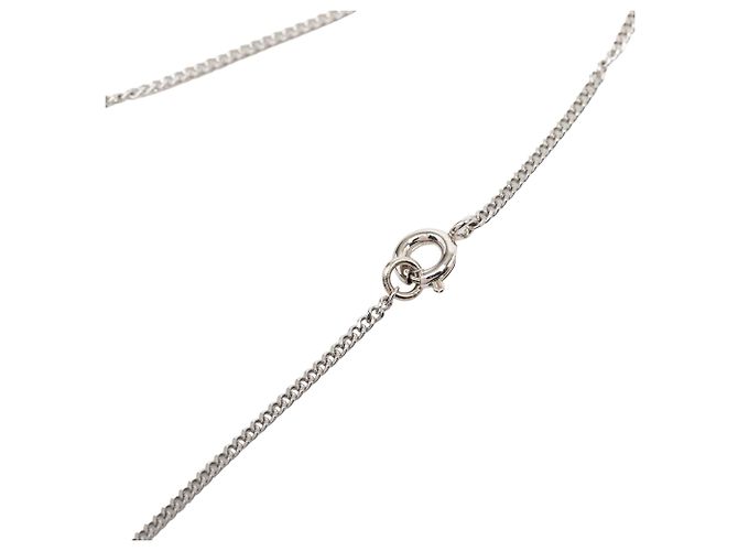 Collana con pendente Chanel CC in cristallo e ottone argentato Argento - vista 4