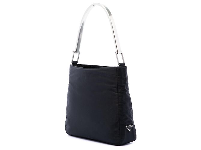 Borsa Prada Tessuto nera con manico in metallo Nero - vista 2