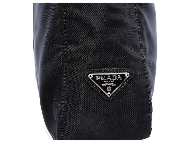 Borsa Prada Tessuto nera con manico in metallo Nero - vista 5