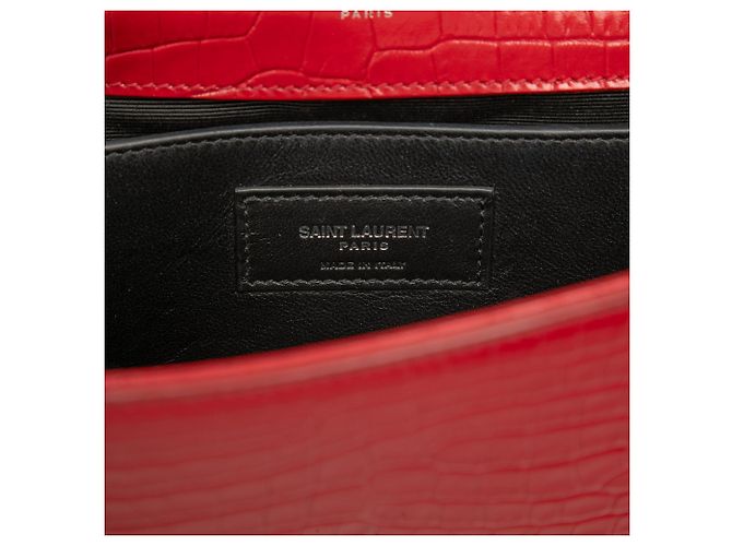 Bolsa Tiracolo Saint Laurent Kate Small em couro com relevo de crocodilo vermelha com monograma e tassel Vermelho - vista 5