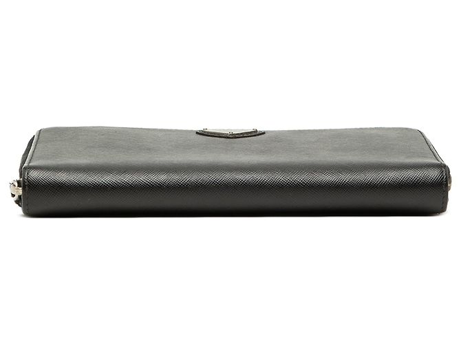 Portafoglio da viaggio lungo Prada Saffiano con chiusura zip, Nero - vista 3