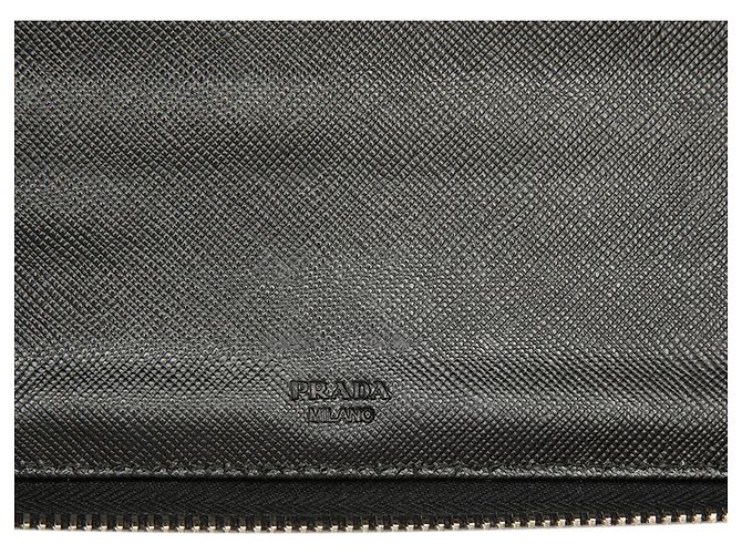 Portafoglio da viaggio lungo Prada Saffiano con chiusura zip, Nero - vista 6