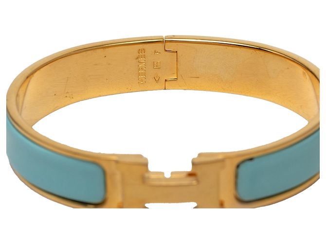 Bracciale Clic H GM stretto in smalto blu Hermès - vista 4