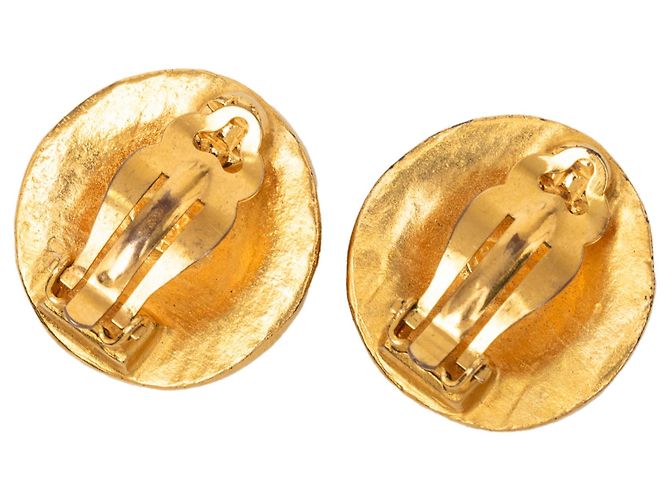 Orecchini a clip rotondi Arabesque Chanel CC placcati in oro D'oro - vista 2