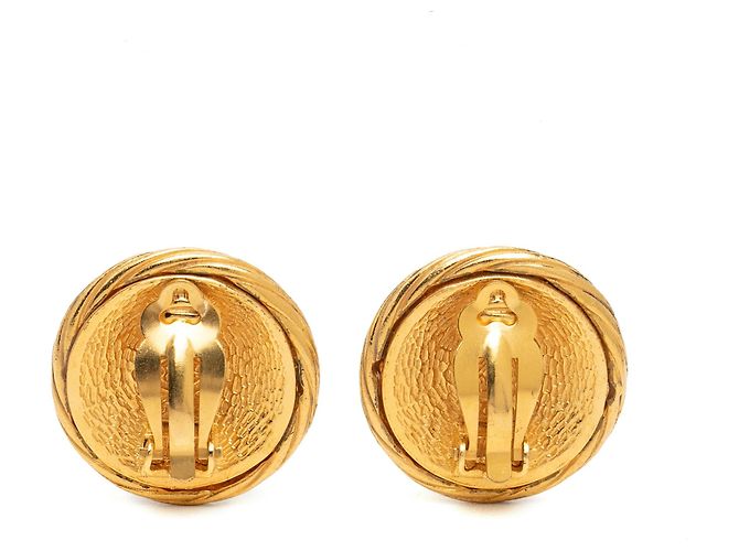Orecchini a clip rotondi intrecciati Chanel CC placcati oro D'oro - vista 2