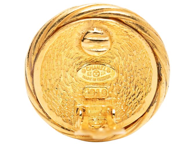 Orecchini a clip rotondi intrecciati Chanel CC placcati oro D'oro - vista 3