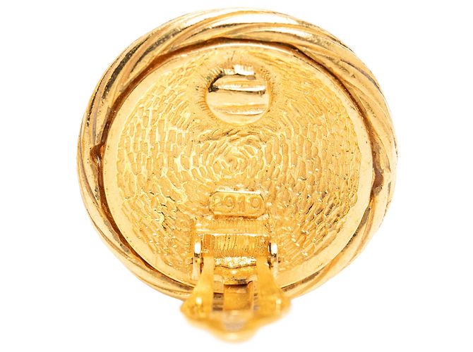 Orecchini a clip rotondi intrecciati Chanel CC placcati oro D'oro - vista 4