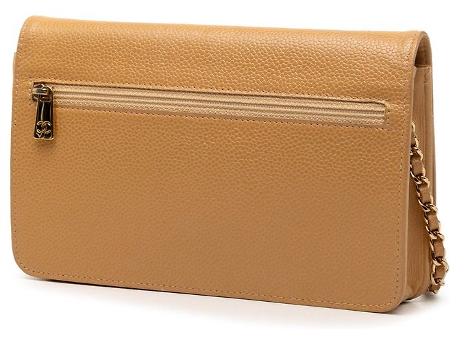 Borsa a tracolla Chanel CC Caviar Wallet On Chain Beige - vista 2