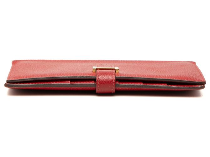 Cartera larga Hermès Bearn en Epsom roja - vista 3