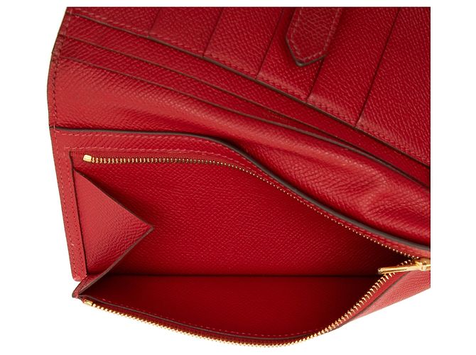 Cartera larga Hermès Bearn en Epsom roja - vista 4