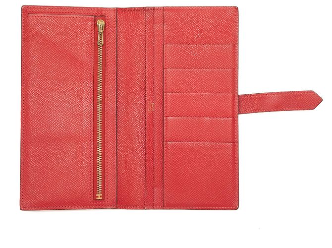 Cartera larga Hermès Bearn en Epsom roja - vista 7